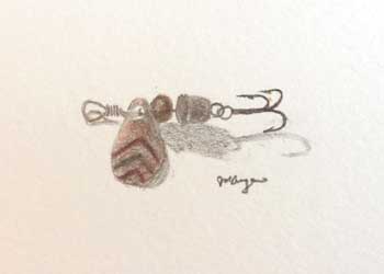 Spinning Lure Jim Angevine Madison WI graphite & colored pencil  SOLD